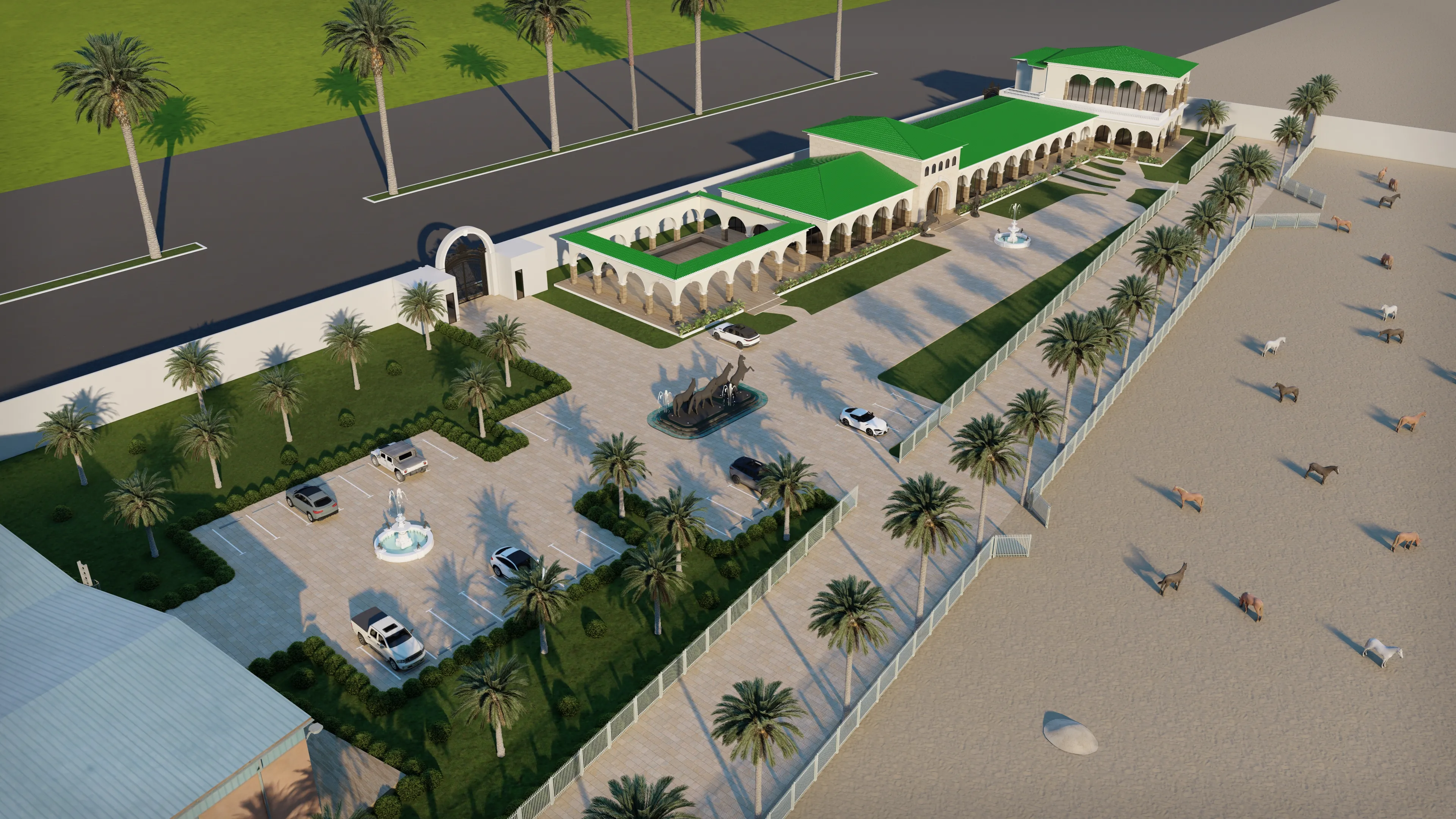 تصميم استراحة لمزرعة الخيول